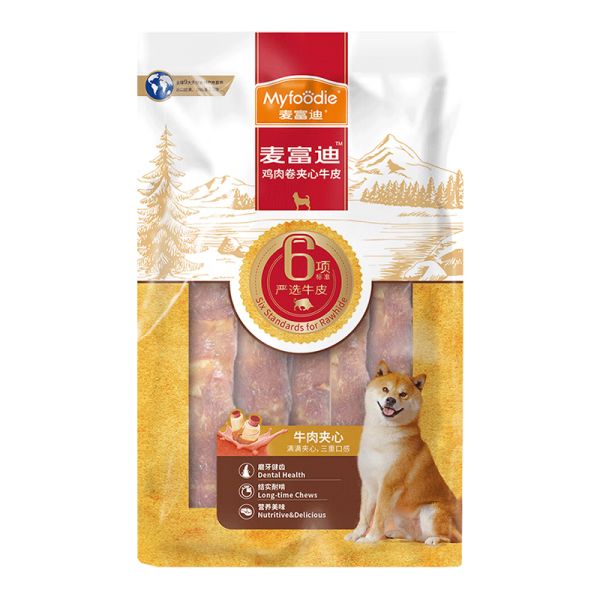 百亿补贴：麦富迪 狗狗零食磨牙棒 耐咬小中大型犬宠物零食 鸡肉夹心卷牛皮180g【约13cm】 16元