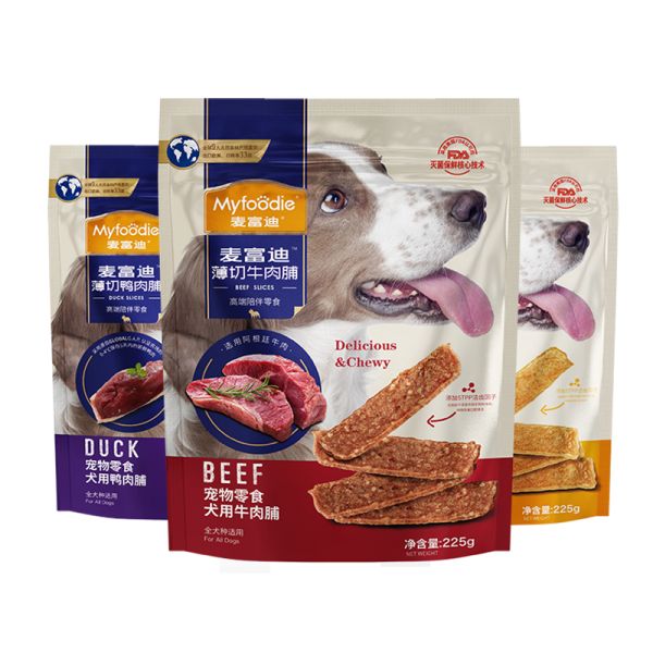 百亿补贴：麦富迪 宠物狗狗零食 成犬幼犬训狗奖励零食 薄切肉脯混合口味225g*3袋 55.8元