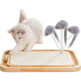 猫抓板逗猫棒木质猫咪转盘玩具小猫剑麻抓板带球轨道宠物玩具跨境