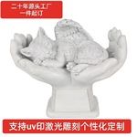 亚马逊跨境 可刻字宠物墓碑UV印 猫狗纪念碑树脂 纪念碑摆件