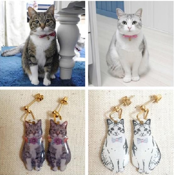 日网店可根据宠物猫照片为顾客制作猫咪耳环