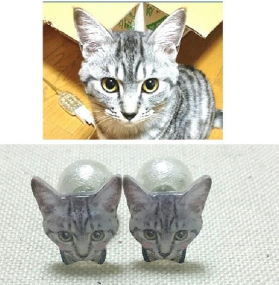 日网店可根据宠物猫照片为顾客制作猫咪耳环