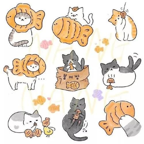 简笔画可爱小猫咪画画素材