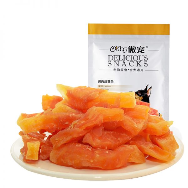 傲宠宠物食品狗狗零食鸡肉鸭肉缠红薯100gx2泰迪比熊小型犬幼犬训练零食 鸡肉味