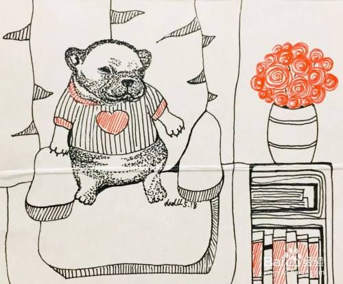 插画教程之沙发上的法斗犬