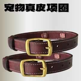 厂家直供真皮大狗狗项圈小型犬泰迪中型犬德牧金毛牛皮脖圈大型犬