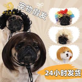 宠物假发狗狗假发跨境宠物用品万圣节宠物饰品卷发直发猫咪假发