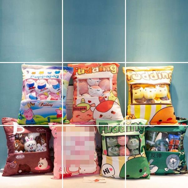 一大袋子ins玩偶内有里面圣诞抱枕零食公仔网红娃娃