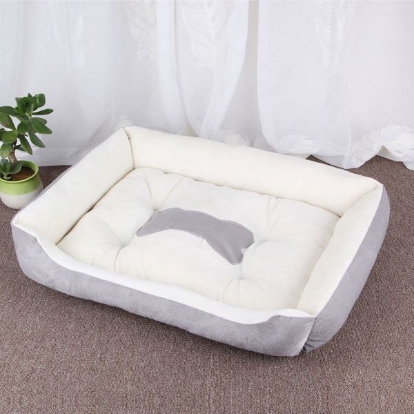 夏季狗窝四季通用猫窝宠物垫子泰迪小型大型犬冬天保暖狗狗用品床 灰色米+凉席+毛毯+骨头 50*40CM（5斤内）图片
