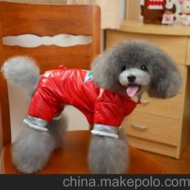 厂家直销宠物圣诞装，宠物棉服，宠物四腿衣，狗衣服，