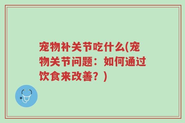 宠物补关节吃什么(宠物关节问题：如何通过饮食来改善？)-第1张图片-超越