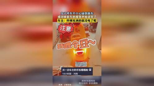 女子停车不小心碰到前车，成功被前车的报警声给逗笑了，车主：咋刚充满的就没电了呢
