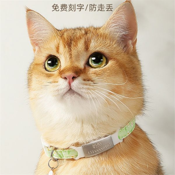 猫牌项圈刻字华元宠具 (HOOPET)猫咪小狗狗脖圈脖饰铃铛项链猫猫脖子饰品宠物防丢失 蘑菇猫单层单项圈无刻字牌