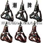 老花GG小香风潮牌宠物牵引绳新款狗狗胸背汽车安全带一拖二牵引绳