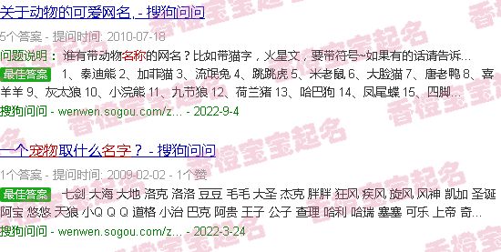宠物名字创意简单