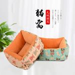 秋冬新款方形保暖高筒帆布猫窝 睡眠猫床猫别墅宠物用品现货批发