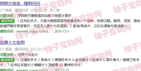宠物狗品种排行榜前十名大全