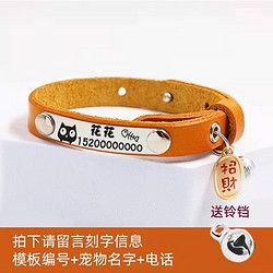 磊嘉猫项圈猫咪项圈防丢猫脖圈猫铃铛猫牌项圈猫颈圈 橘色M（脖围20-26cm 4-8斤）