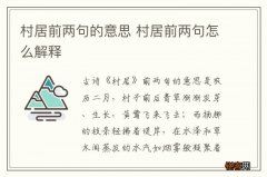 村居前两句的意思 村居前两句怎么解释
