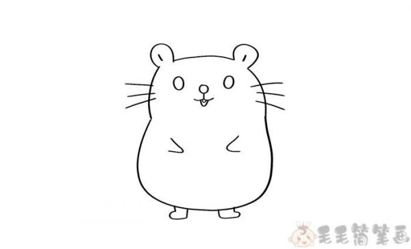 胖胖的圆圆的在头顶两侧画上两个小耳朵仓鼠简笔画画法步骤图如下