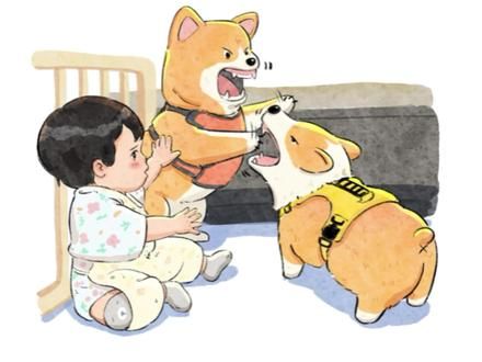 宝宝：别打了~别打了~你们快别打了 #夏日入画挑战 #萌娃和萌宠 #抖音插画大赛 #画一个故事 #艺术在抖音
