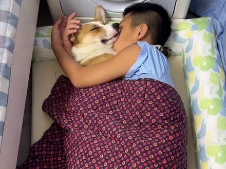 这孩子也是喜欢狗没谁了，抱着他睡觉，关键狗狗还打呼噜那么大也能睡得着#萌娃和狗狗的治愈时刻 #抓拍瞬间 #萌娃和萌宠 #说睡就睡