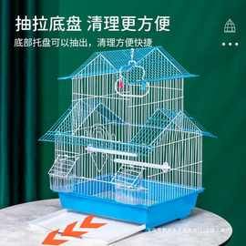 金属鸟笼八哥玄凤鹩哥鹦鹉百灵鸟文鸟珍珠双层别墅观赏鸟笼