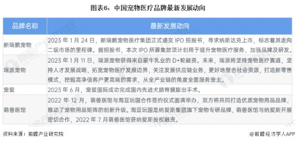 图表6：中国宠物医疗品牌最新发展动向