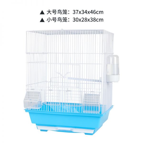 虎皮牡丹玄凤鹦鹉鸟笼珍珠鸟文鸟鸽子大号方型鸟笼子宠物用品用具_1 大号鸟笼单笼（四个食盒+塑料站棍+塑料秋千） 默认颜色