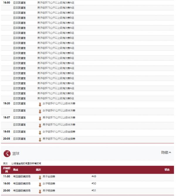 2021东京奥运会8月7日比赛详细赛程 2021东京奥运会8月7日比赛项目