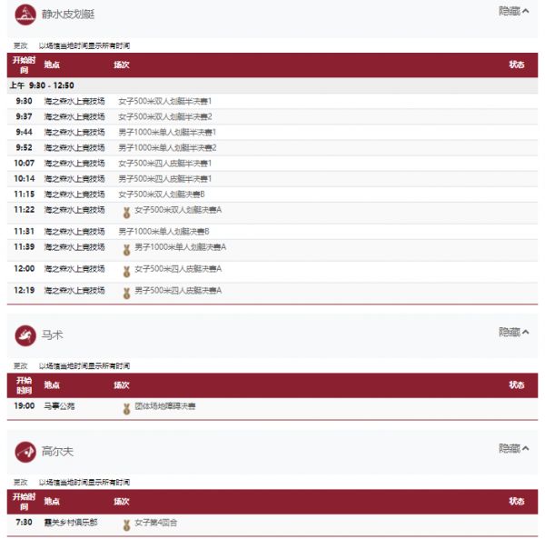 2021东京奥运会8月7日比赛详细赛程 2021东京奥运会8月7日比赛项目
