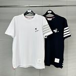 TB圣诞小狗刺绣珠地圆领套头短袖T恤男女同款休闲运动春夏季上衣
