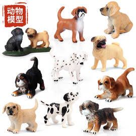 仿真迷你拳狮犬沙皮狗金毛宠物狗动物模型儿童玩具多肉蛋糕摆件