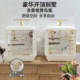 宠物鸟笼鹦鹉笼生态透明亚克力牡丹玄凤虎皮大号别墅家用笼子