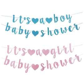 it's a boy/girl baby shower主题派对装饰字母拉旗性别揭示布置