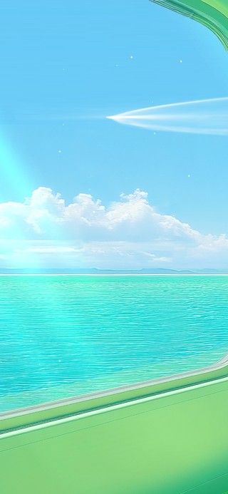 护眼治愈海上绿皮火车