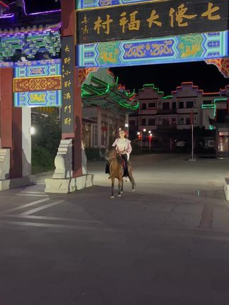 开心萌宠乐园~宠物疗愈基地:忙碌的国庆节,晚上忙完出来溜达溜达#一人一马一天涯 #骑马 #小矮马 #骑马看世界
