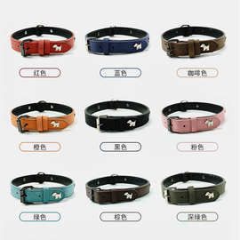 狗项圈柔软皮质防爆冲狗圈中型大型犬颈圈猛犬遛狗脖圈脖套牵引绳