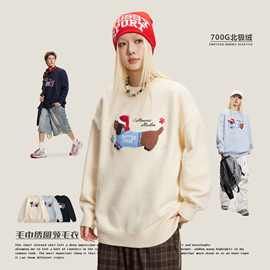 CATTEE2024新款趣味宠物小狗刺绣复古休闲百搭宽松圆领绣花毛衣