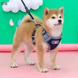 ee4狗狗胸背带牵引绳背心式背带防冲爆中型犬宠物用品柴犬项圈小