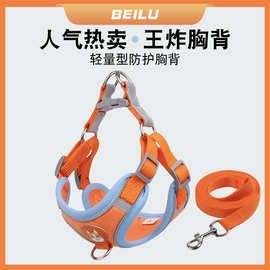 新款宠物胸背带 背心式狗背带小型犬狗绳子批发反光狗狗牵引绳
