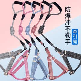 现货批发牵引绳防爆冲胸背带耐咬狗狗牵引绳跨境中大型可调节狗绳