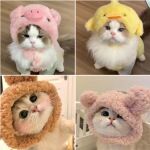 小猪咪猫咪帽子小鸡宠物头套熊猫小熊狗构帽子头饰变装帽网红跨境