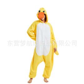小黄鸭卡通连体睡衣动物服装万圣节角色扮演服饰圣诞睡衣