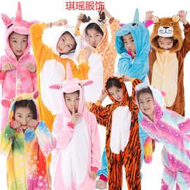 混批新款亲子如厕版家居服儿童连体睡衣蜘蛛侠卡通动物法兰绒睡衣