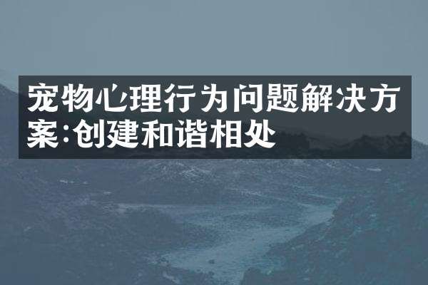 宠物心理行为问题解决方案:创建和谐相处