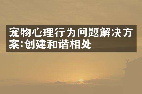 宠物心理行为问题解决方案:创建和谐相处