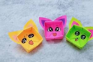 一张纸就能做个漂亮的猫咪盒子关键很简单手工折纸视频教程