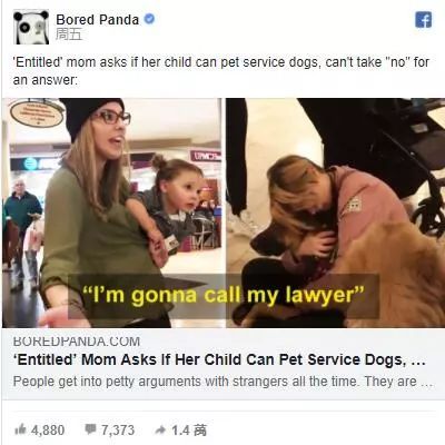 “这服务犬能摸吗？”，遭到拒绝后她暴怒，把狗狗都吓坏了！