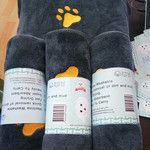 宠物清洁用品毛巾浴巾狗爪吸水柔软50x100cm蓝灰色亚马逊跨境新品